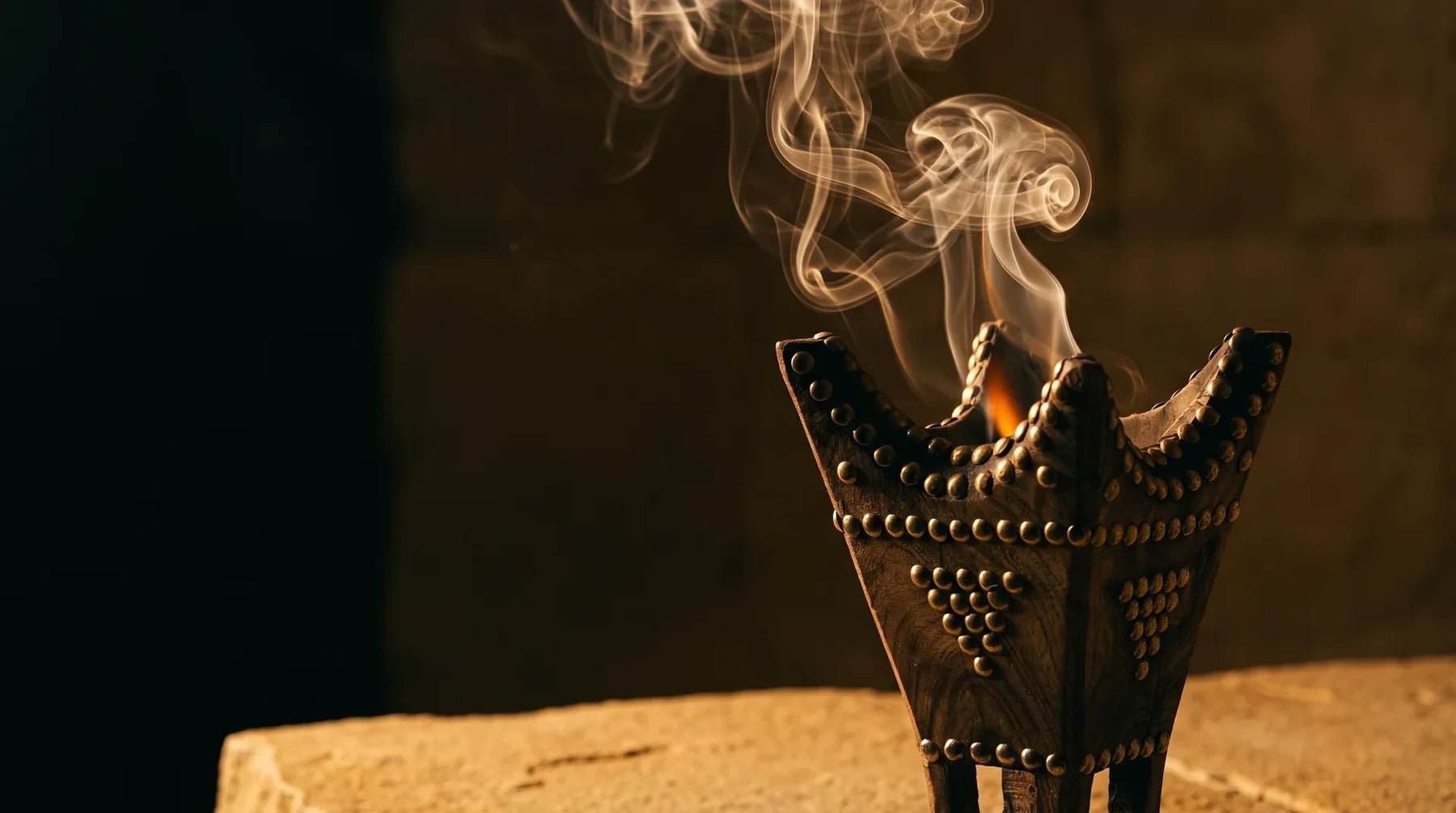 Traditional Oud incense burner with smoke