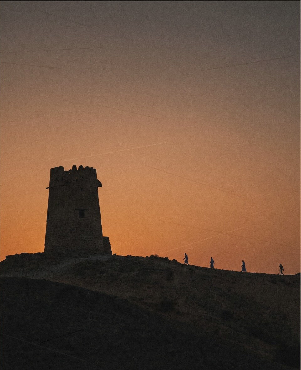 Historic tower at sunset